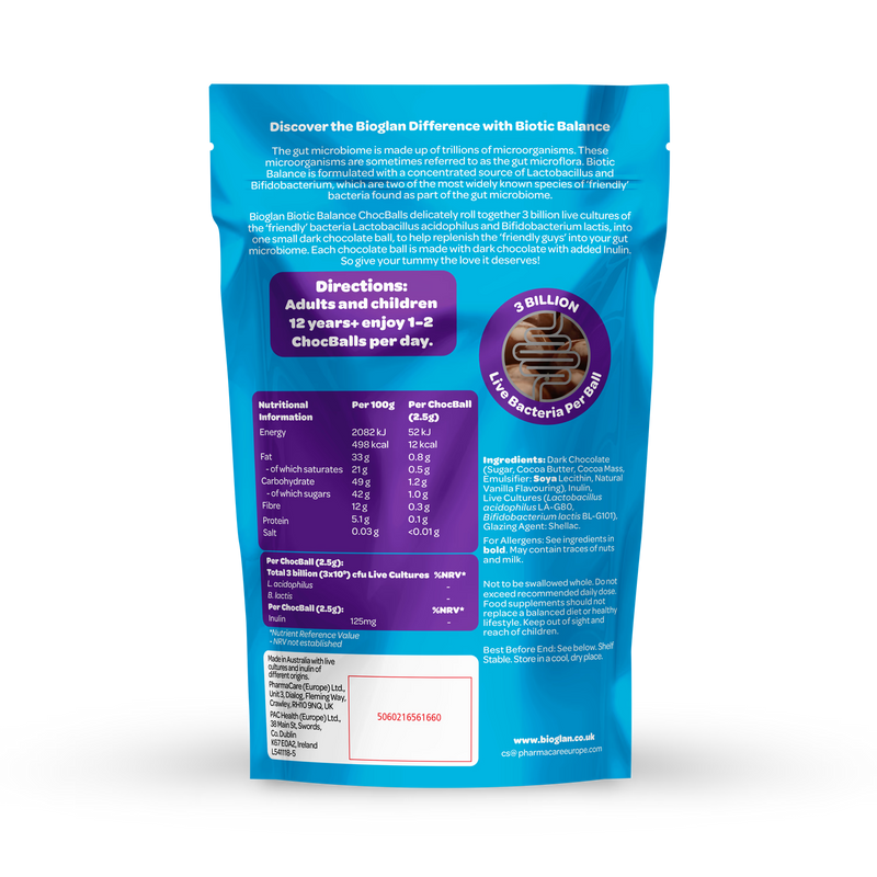 Bioglan probiotic chocolate balls dark flavour 75g - British product