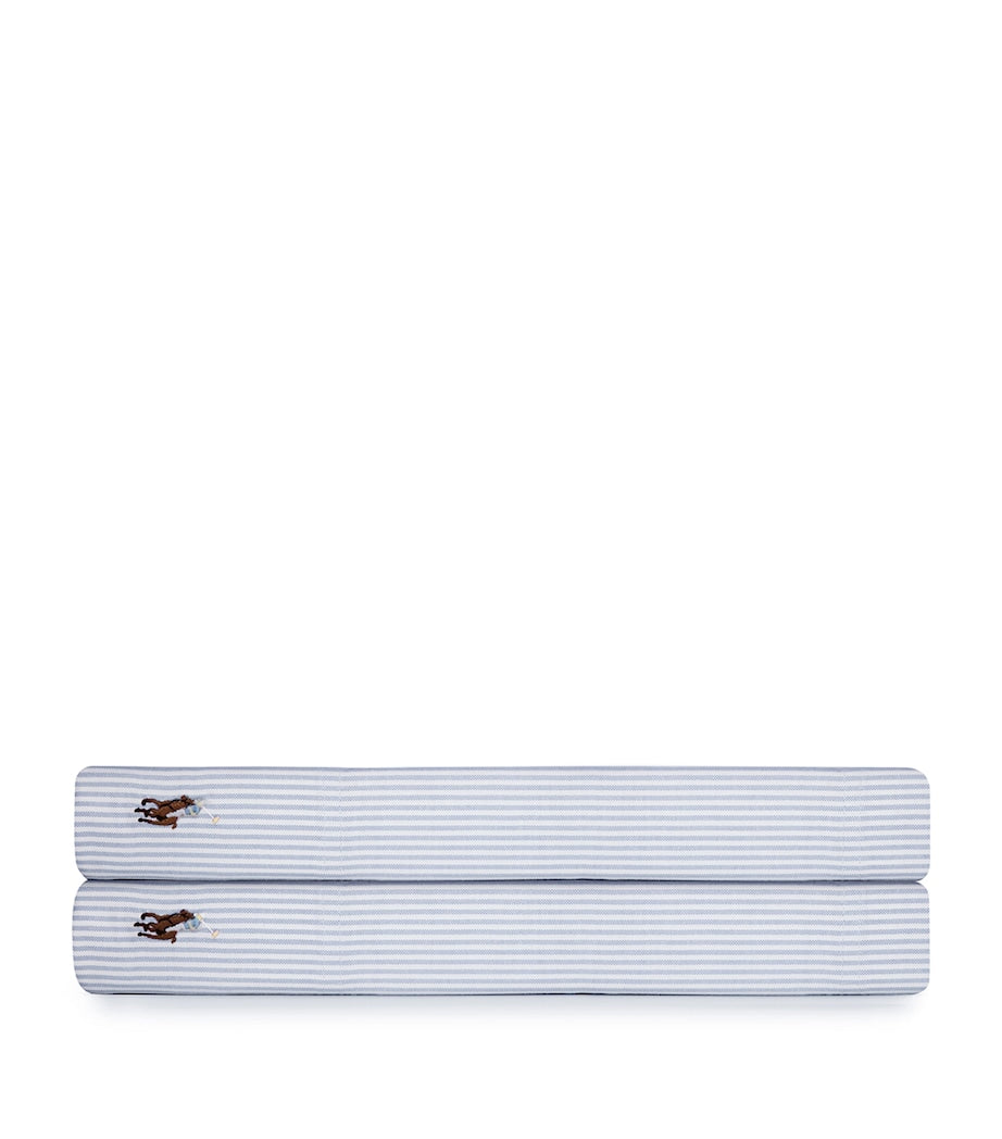 Ralph Lauren Oxford Blue striped double flat sheet 240cm x 310cm, imported from the UK