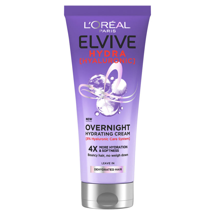 L'Oreal Elvive Hydra Hyaluronic Acid Overnight Hydrating Cream for Dry Hair 200ml GOODS ASDA   