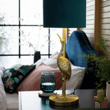 Argos Home Japonica table lamp teal and gold crane design (British brand)
