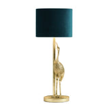Argos Home Japonica table lamp teal and gold crane design (British brand)