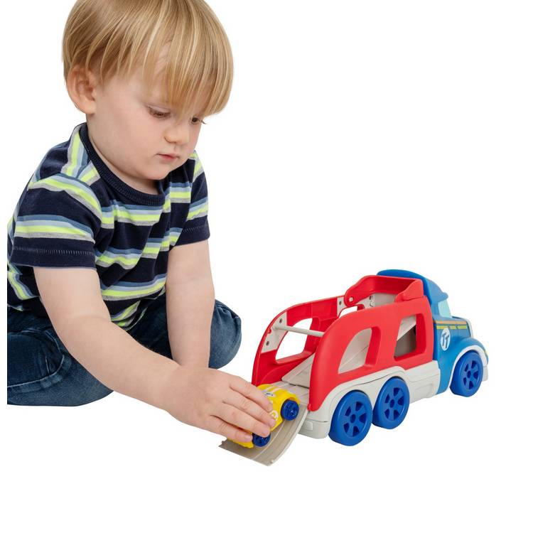 Chad Valley toy car transporter with yellow car - British product