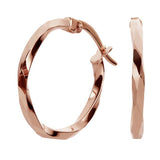 Revere 9ct rose gold twisted hoop earrings, UK version