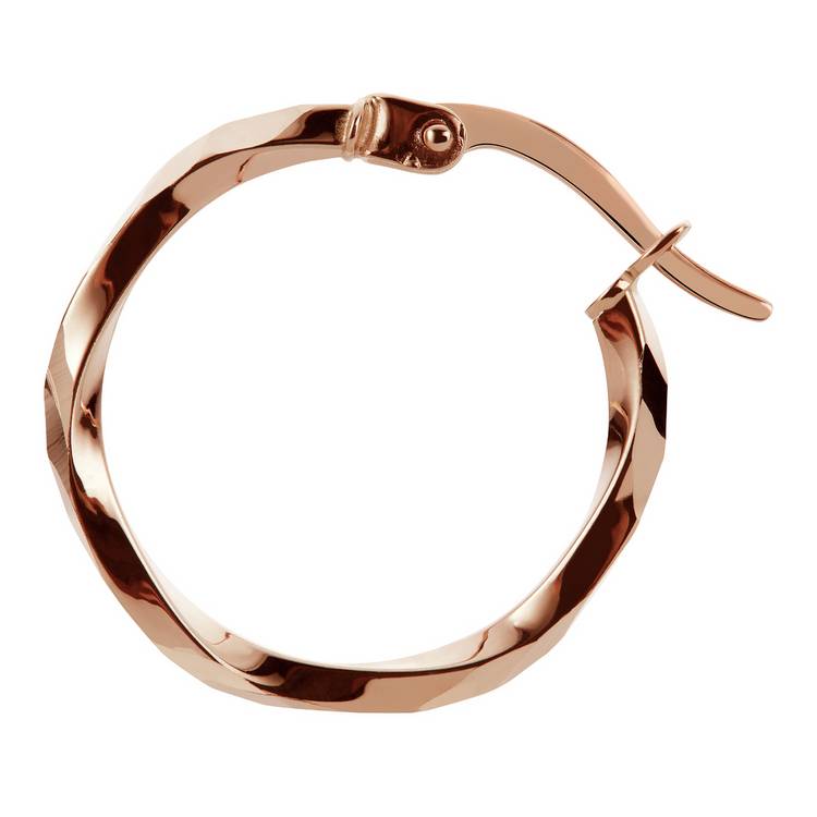 Revere 9ct rose gold twisted hoop earrings, UK version