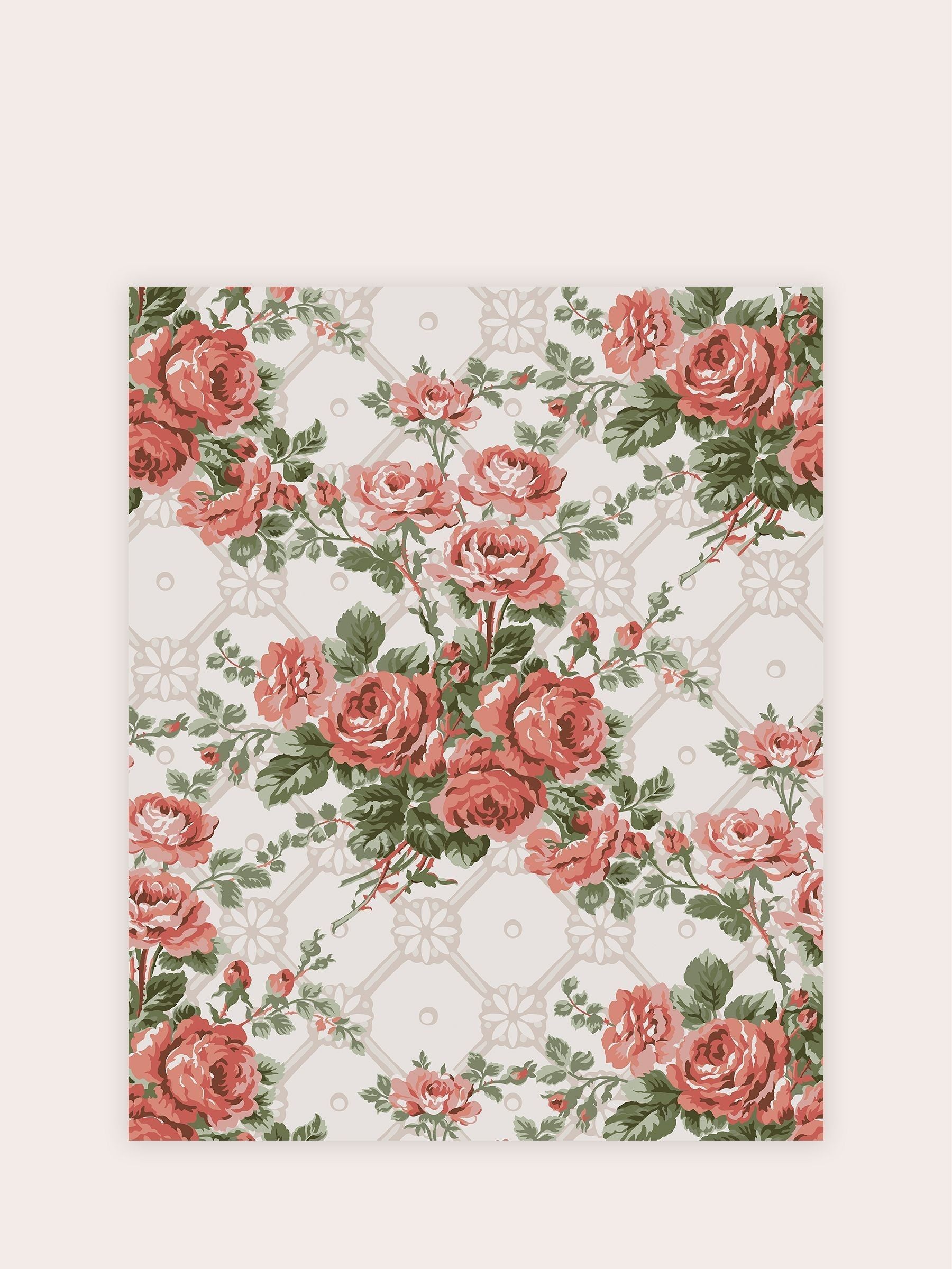 Laura Ashley Country Roses A4 wallpaper sample (British brand)