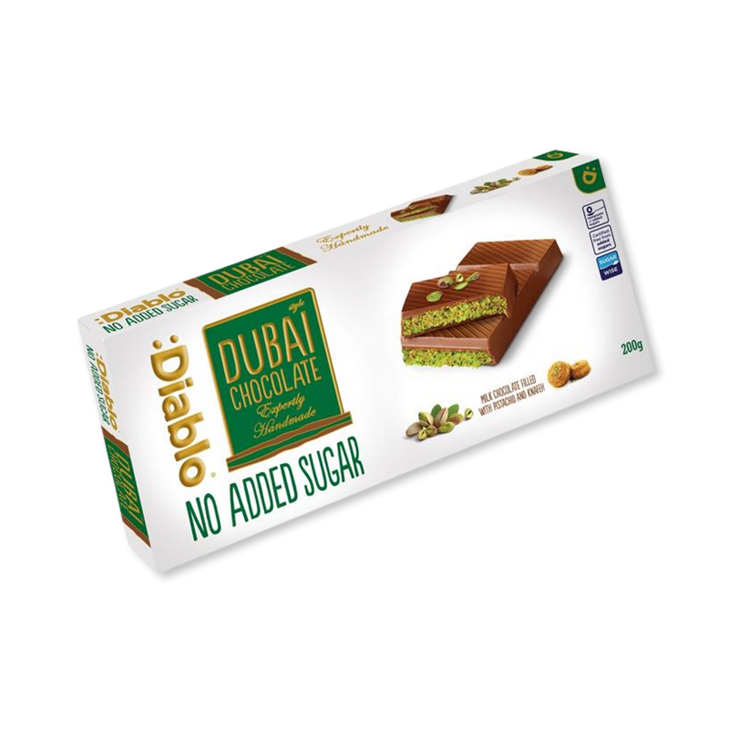 Diablo no added sugar Dubai chocolate bar 200g, UK version