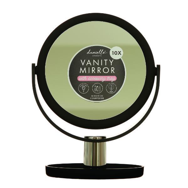 Danielle Creations black soft touch mirror with tray, imported from the UK