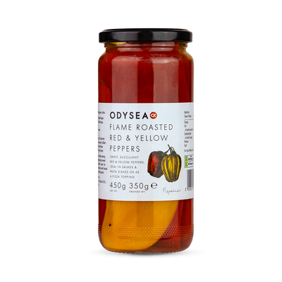 Holland & Barrett Odysea Roasted Red & Yellow Peppers in Brine 450g- Buy online at McGrocer