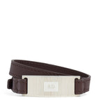Dunhill double wrap leather bracelet with silver ID tag - British product