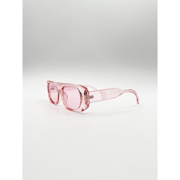 SVNX flat top oval sunglasses in pale pink, imported from the UK