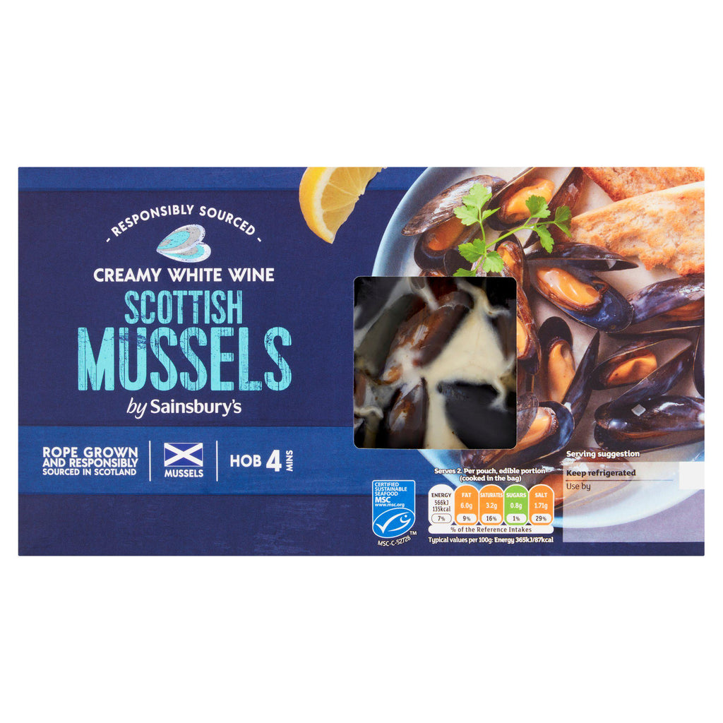 Sainsbury's Scottish Marine Stewardship Council MSC Mussels In White Wine 500g (Serves x2)