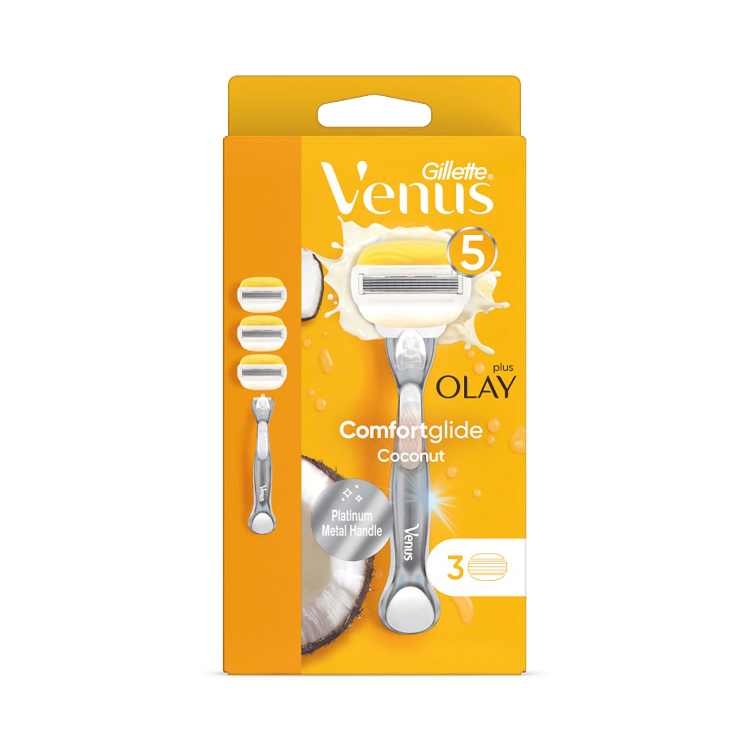 Gillette Venus Comfortglide women's razor with Olay 5 blades, UK version