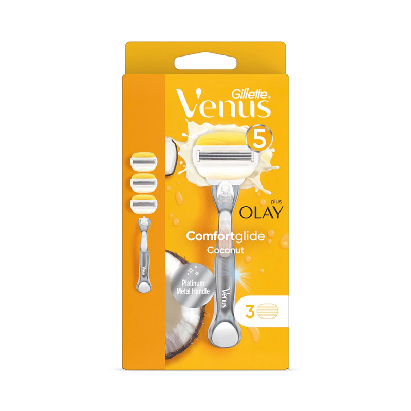 Gillette Venus Comfortglide women's razor with Olay 5 blades, UK version