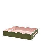 Addison Ross lacquered ottoman tray pink and khaki 33cm x 44cm (British brand)