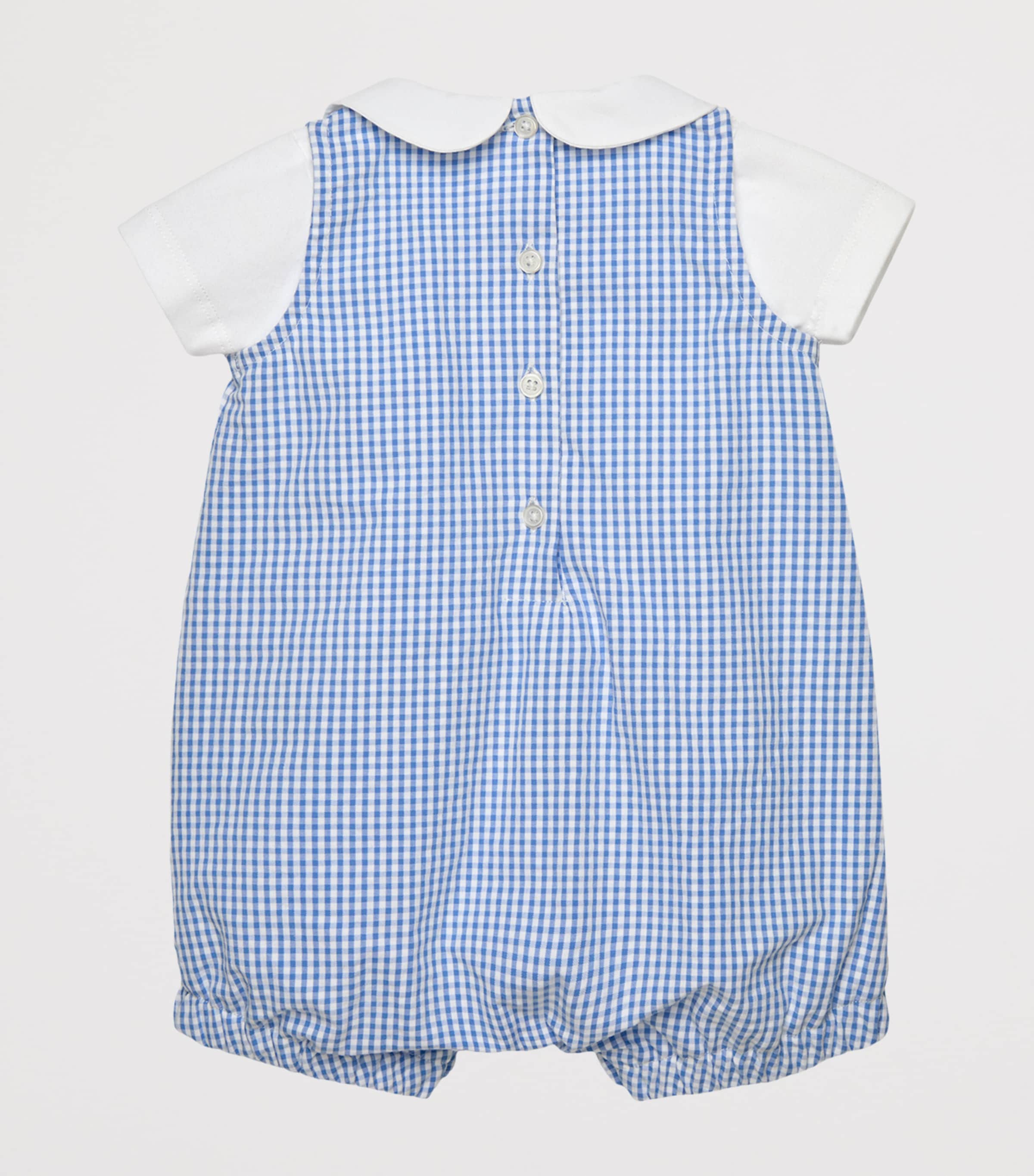 Trotters cotton baby playsuit with lion embroidery, size 0-9 months (British brand)