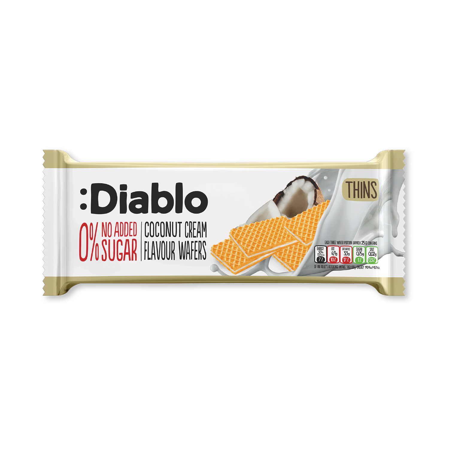 Diablo wafer thins coconut cream flavour 150g - British product