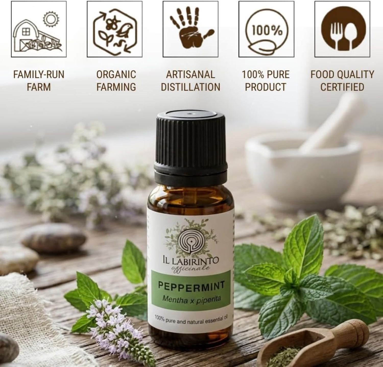 Il Labirinto Officinale peppermint essential oil 10ml, imported from the UK