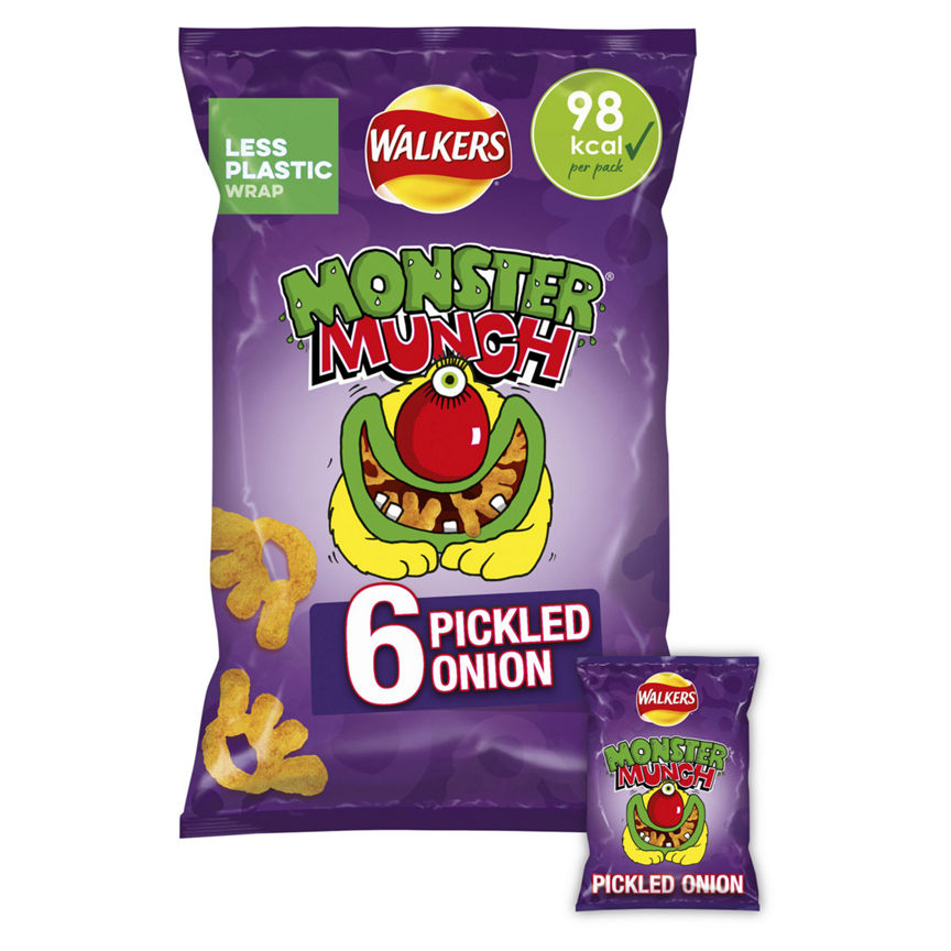 Walkers Monster Munch Pickled Onion Multipack Snacks Crisps 6x20g GOODS ASDA   