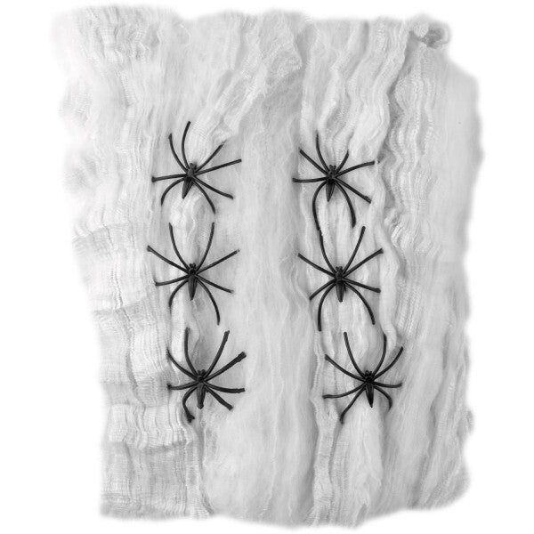 Spider web decoration white with 6 spiders (British brand)