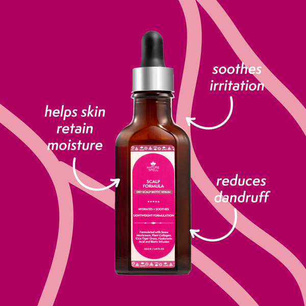 Nature Spell Calm Clear Biotic Serum for dry scalp, imported from the UK
