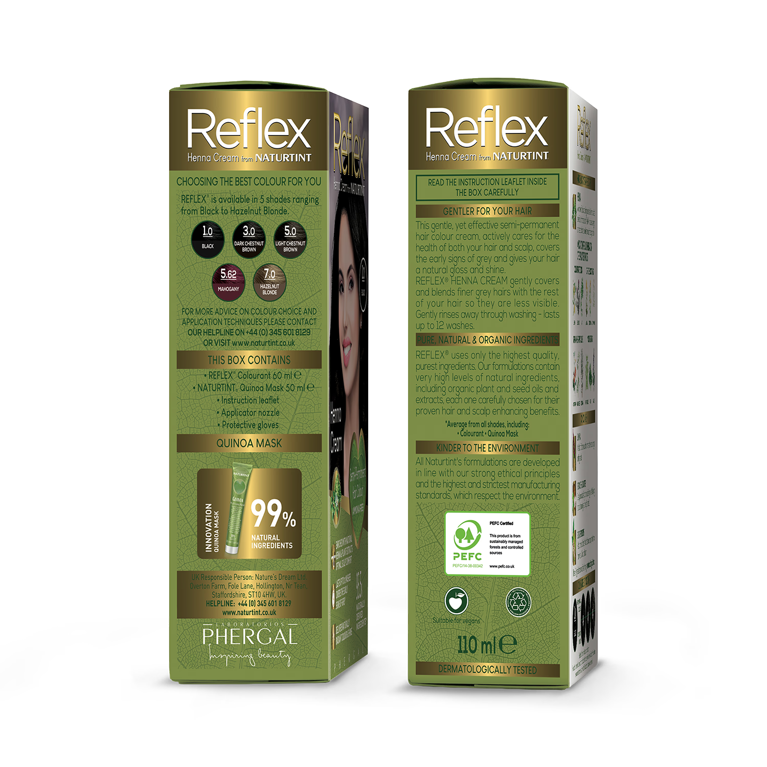 Naturtint Reflex henna cream 5.0 Light Chestnut Brown, imported from the UK