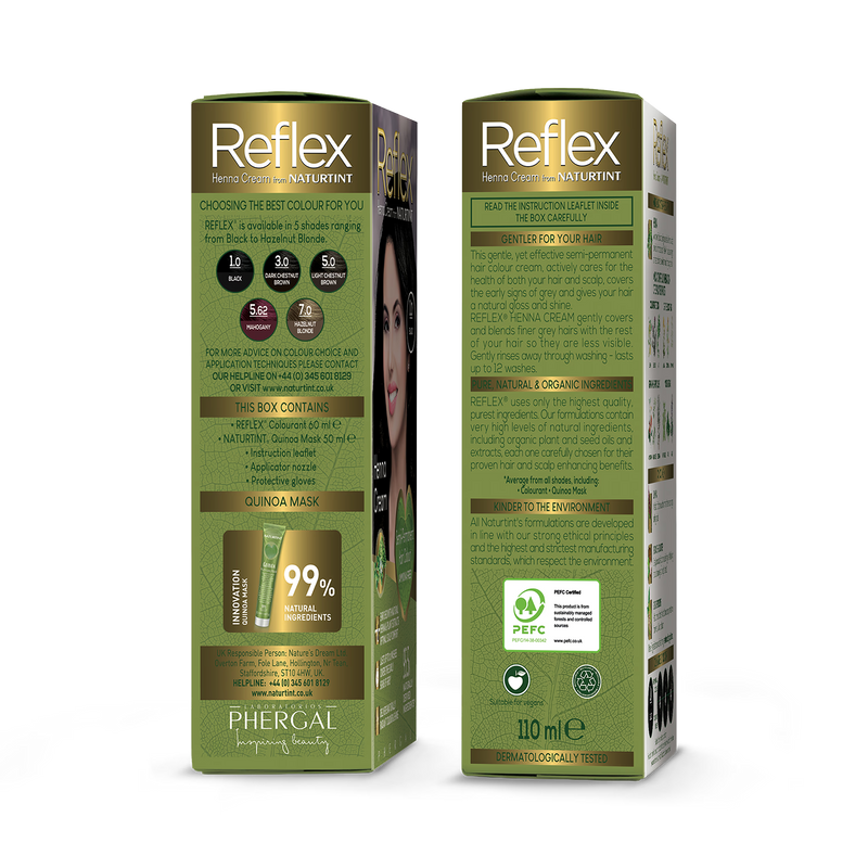 Naturtint Reflex henna cream 5.0 Light Chestnut Brown, imported from the UK