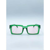SVNX square frame sunglasses translucent green pink lenses, UK version