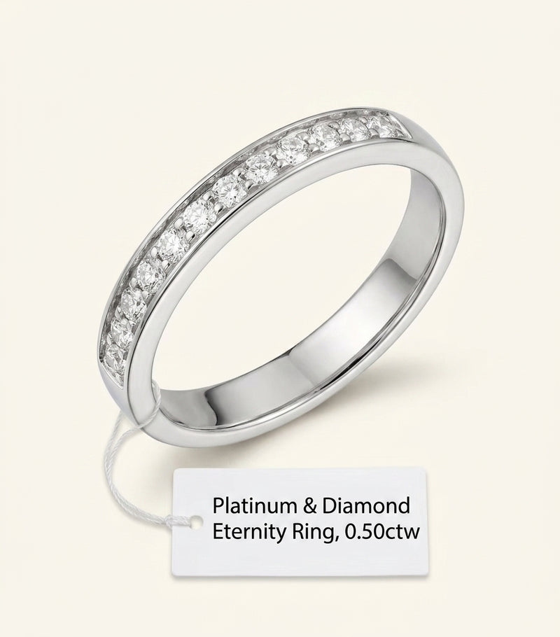 Cartier platinum diamond wedding ring 1985 (British brand)