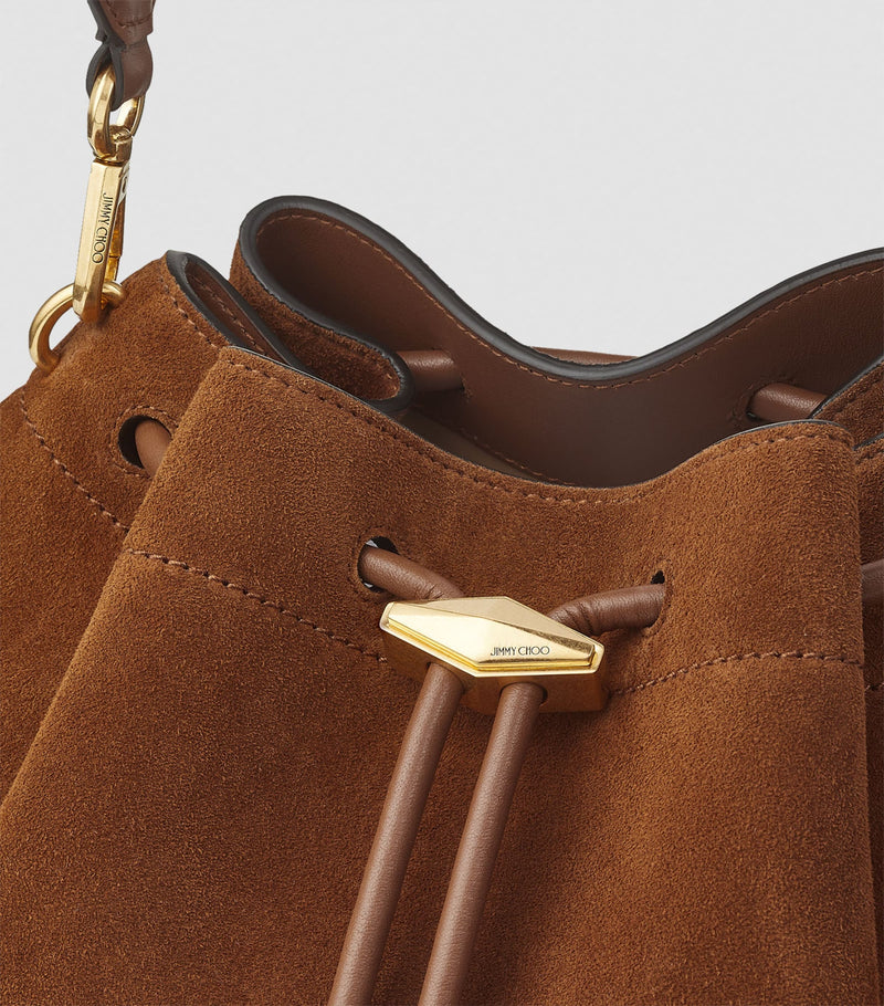 Jimmy Choo medium cinch suede shoulder bag, imported from the UK