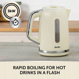 Breville Bold kettle cream and silver 1.7L - British product