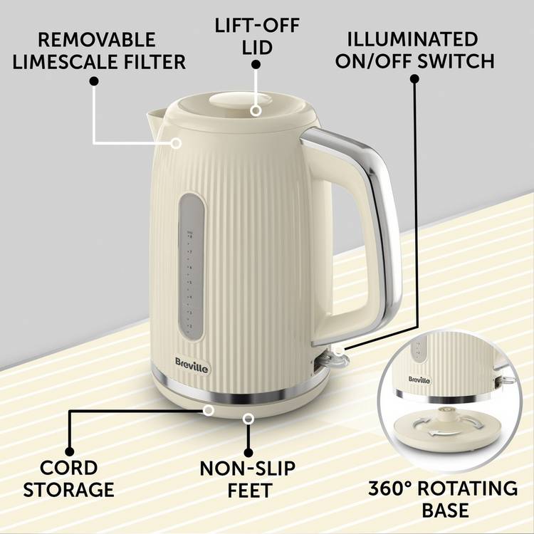 Breville Bold kettle cream and silver 1.7L - British product