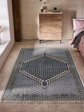 French Connection Blue Poppyfield Printed Flatweave Rug