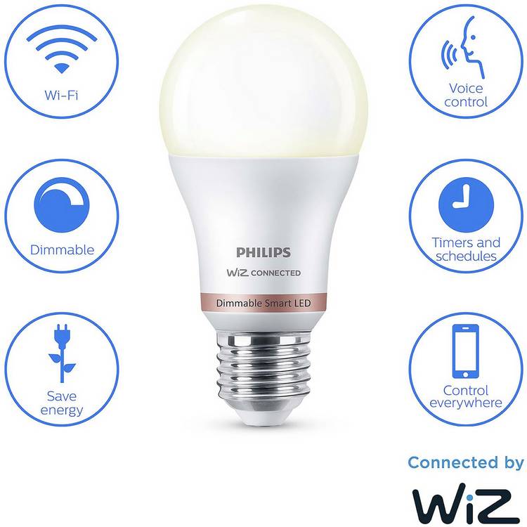 Philips WiZ E27 White Smart Wi-Fi LED bulb, UK version