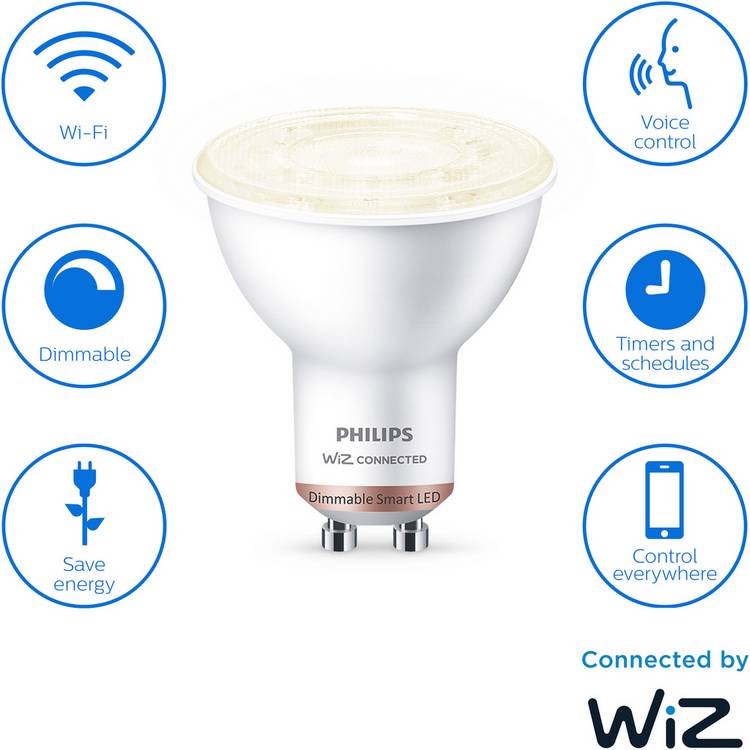 Philips WiZ GU10 smart LED bulb (British brand)