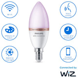 Philips WiZ E14 colour smart candle bulb, UK version