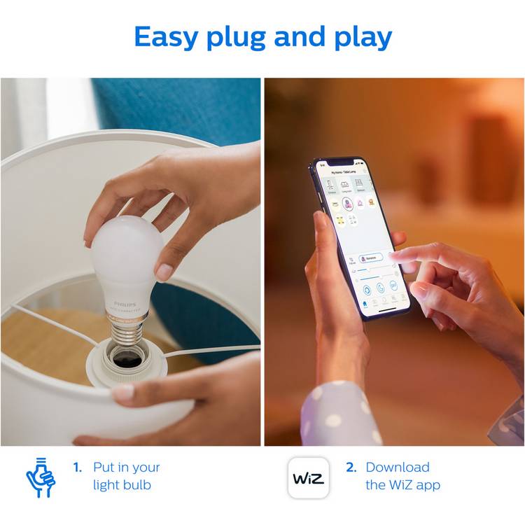 Philips WiZ E27 Colour smart LED bulb, UK version