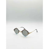 SVNX diamond shape sunglasses brown blue gold frame one size, UK version