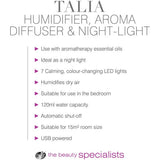Rio TALIA aroma diffuser with colour changing lights - British product