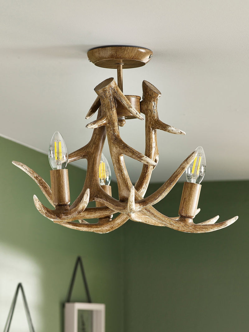 Natural Antler ceiling light resin 3-bulb 50cm (British brand)