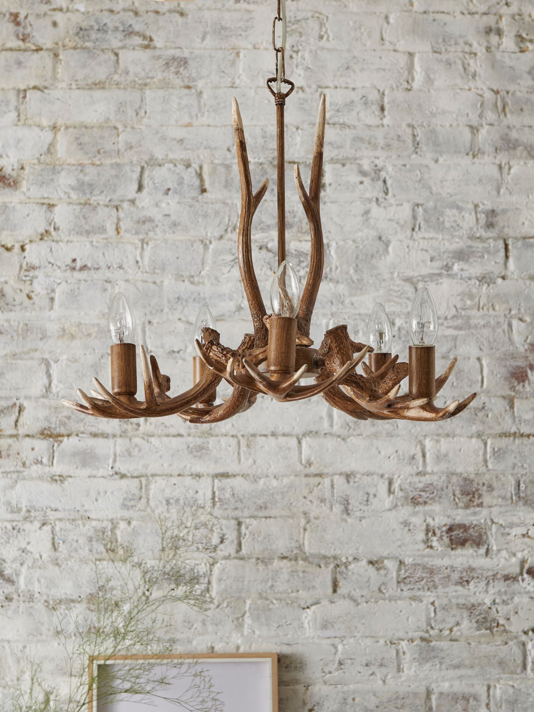 Natural Antler ceiling light resin 3-bulb 50cm (British brand)