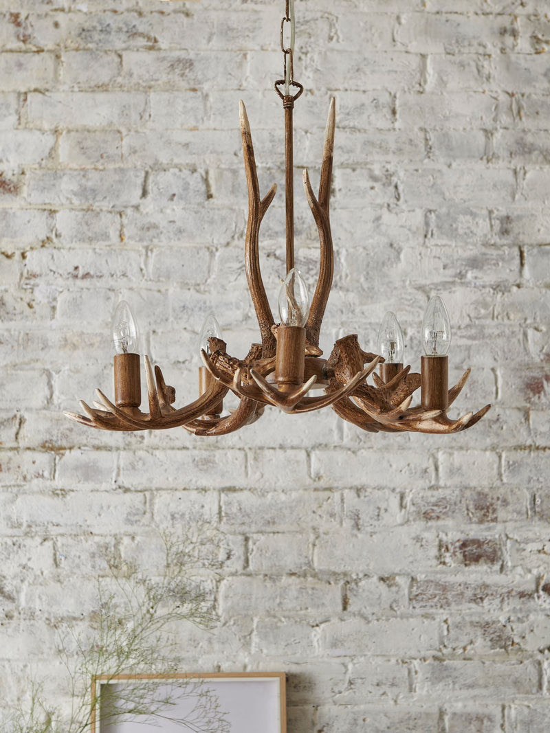 Natural Antler ceiling light resin 3-bulb 50cm (British brand)