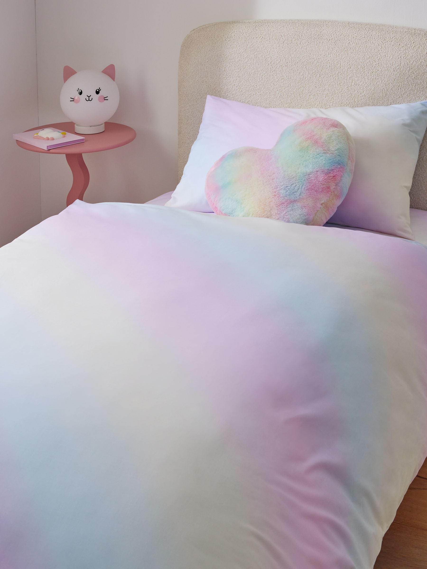 Rainbow Ombre polycotton duvet cover and pillowcase set, imported from the UK