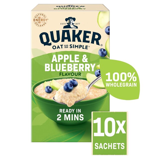 Quaker Oat So Simple Apple & Blueberry Porridge Sachets Cereal   10 per pack