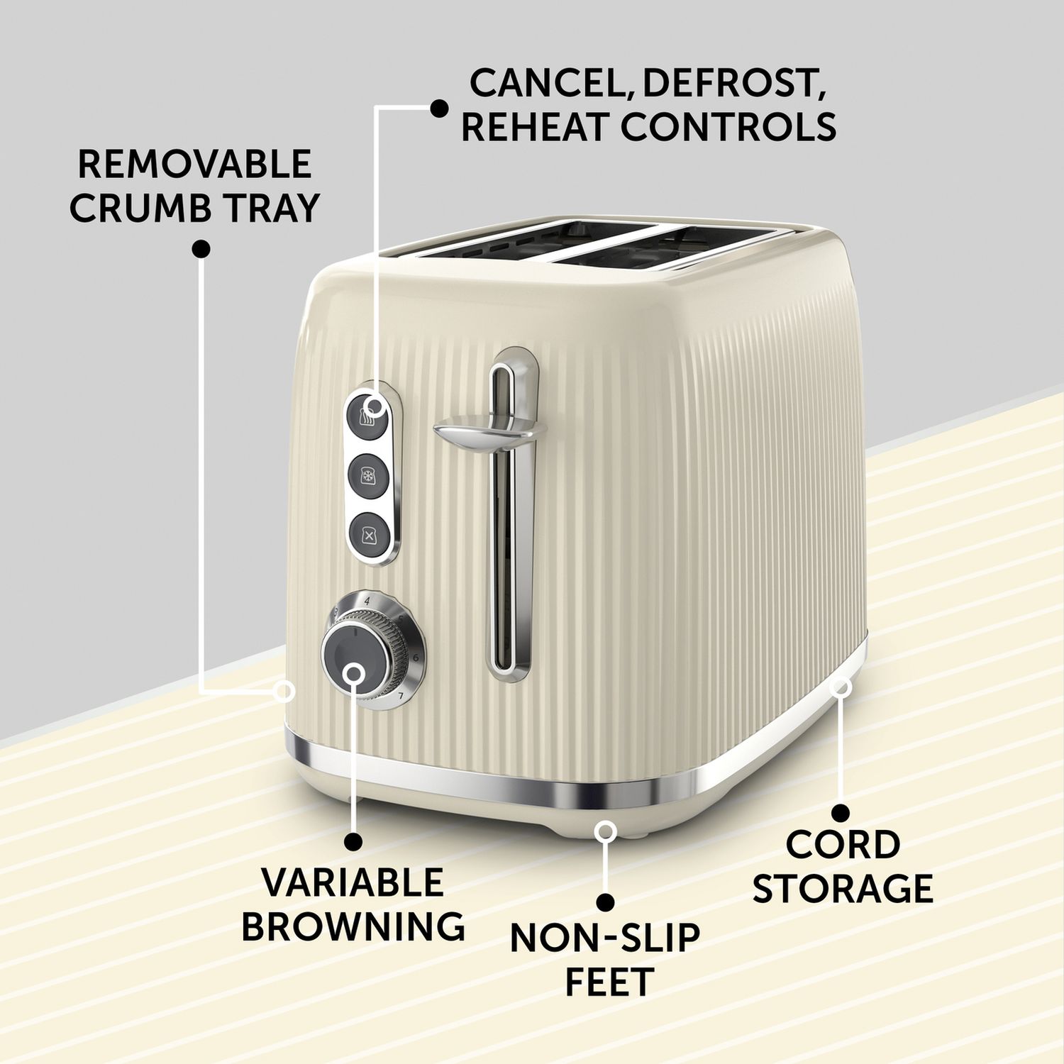 Breville Bold 2 slice toaster cream and silver, UK version
