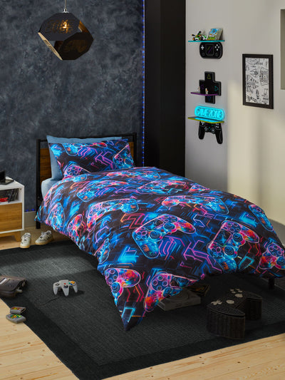 Next Glow In The Dark Gamer Duvet Cover and Pillowcase Set- Buy online at McGrocer