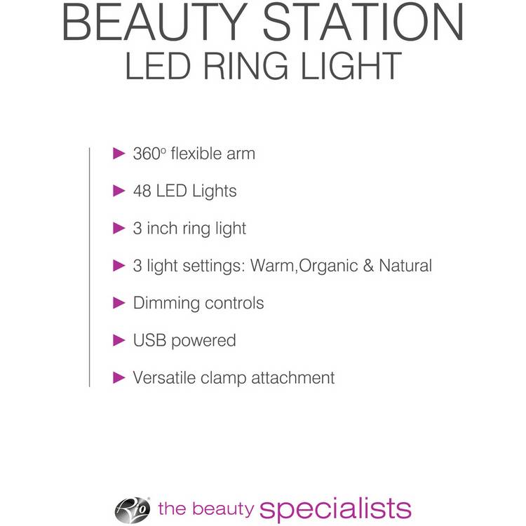 Rio Beauty Station LED ring light, imported from the UK