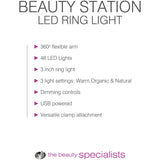 Rio Beauty Station LED ring light, imported from the UK