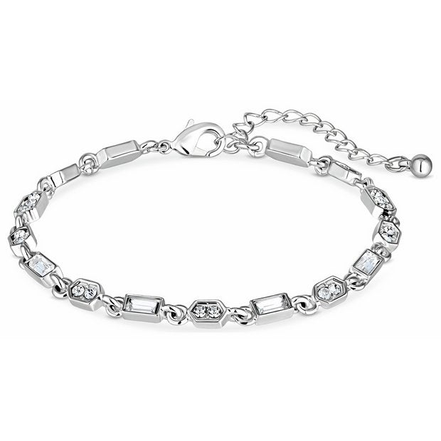 Lipsy silver baguette square glass bracelet 18cm - British product