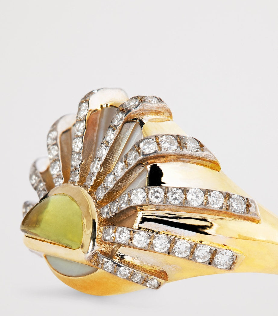 L'Atelier Nawbar Sun Dawn pinky ring, diamonds and citrine, imported from the UK