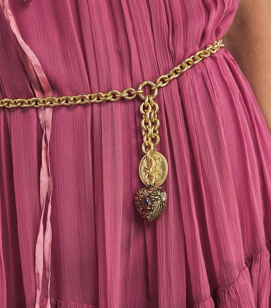 Chloé heart chain belt gold-tone faux pearl, imported from the UK